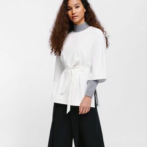 Love Bonito White Exley Flutter Sleeve Sash Top